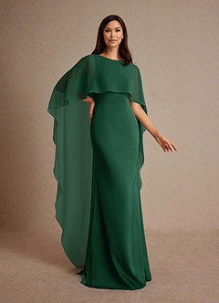 Azazie Milfred Mother of the Bride Dresses Dark Green Sheath Boatneck Stretch Satin Dress image3