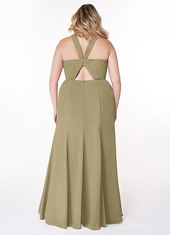 Azazie Rue Bridesmaid Dresses Moss Green A-Line Halter Chiffon Dress image8