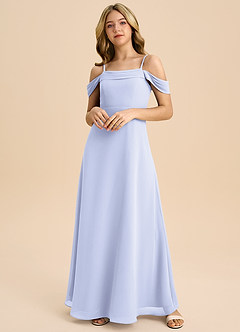 Azazie Anselie Junior Lavender A-Line Off the Shoulder Chiffon Dress image3