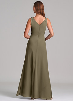 Azazie Nerine Brudtärnklänningar Klä av A-Linje i Chiffong Plisserad Pilgrön image5