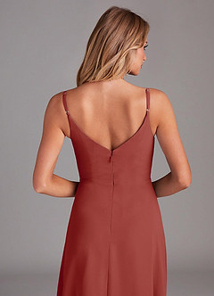 Azazie Daenerys Bridesmaid Dresses Terracotta A-Line Cowl Chiffon Dress image12