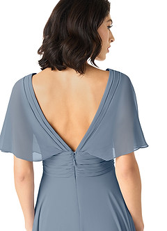 Azazie Pamela Bridesmaid Dresses Twilight A-Line V-Neck Pleated Chiffon Dress image5