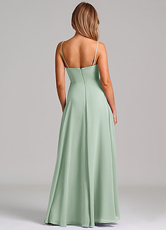 Azazie Elle Robes de demoiselle d'honneur Robe Trapèze en Mousseline de soie Plissée Agave image7