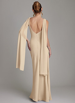 Azazie Essence Bridesmaid Dresses Champagne Sheath Chiffon Dress image8