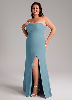 Azazie Leonis Jurken voor bruidsmeisjes Converteerbaar Jurk van Chiffon met Kolom Strapless Mystiek Blauw image13