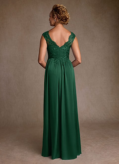 Azazie Amethyst Mother of the Bride Dresses Dark Green A-Line Lace Dress image2