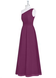 Azazie Dallas Bridesmaid Dresses Raspberry A-Line One Shoulder Chiffon Dress image23