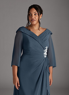 Azazie Jaycee Kleider für die Brautmutter A-Linie Chiffon Kleid Neptunblau image11