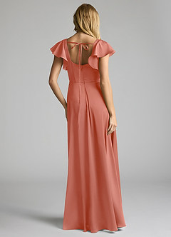Azazie Bondi Bridesmaid Dresses Salmon Pink A-Line Bow Stretch Satin Dress image4