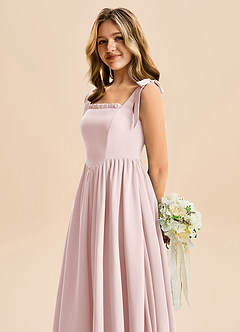 Azazie Delia Junior Robe Trapèze en Mousseline de soie Arc Rose Pâle image7