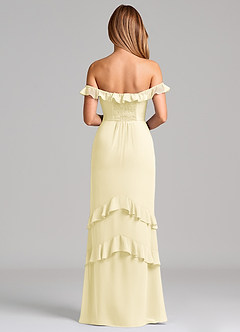 Azazie Marilynn Jurken voor bruidsmeisjes Jurk van Chiffon met Zeemeermin Off the Shoulder Citroensorbet image2