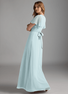 Azazie Zaniah Brautjungfernkleider A-Linie Chiffon Kleid Nebel image7