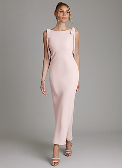 Azazie Luddie Bridesmaid Dresses Blushing Pink Mermaid Bow Chiffon Dress image4