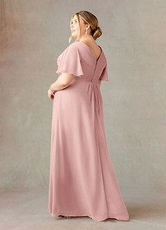 Azazie Morning Glory Mother of the Bride Dresses Powder Pink A-Line V-Neck Ruched Chiffon Dress image8