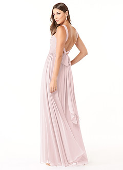 Azazie Dionne Bridesmaid Dresses Blushing Pink A-Line Corset Chiffon Dress image5