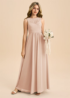 Azazie Skyla Junior A-Linie Plissee Chiffon Kleid Englisches Rosa image6