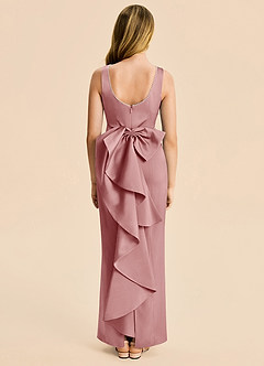 Azazie Emi Junior Dusty Rose Sheath Bow Stretch Satin Dress image5