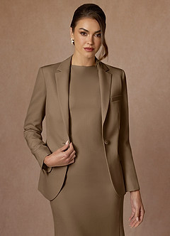 front Charlotte Truffle Refined Weave Jacket and Dress Suit Set