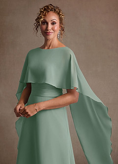 Azazie Marilla Mère de la mariée Robes Robe Trapèze en Mousseline de soie Plissée Sauge D'argent image8