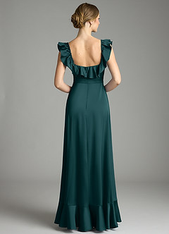 Azazie Lyra Bridesmaid Dresses Pine A-Line Off the Shoulder Stretch Satin Convertible Dress image8