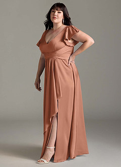 Azazie Omari Vestidos de damas de honor Vestido de Bronceador de Satén Elástico de Corte en A image12