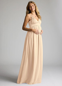 Azazie Emree Maternity Bridesmaid Dresses A-Line Chiffon Floor-Length Dress image2