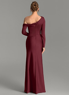 Azazie Sandra Vestidos de damas de honor Vestido Cabernet de Satén Elástico de Corte Sirena con Manga larga image6