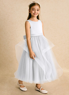 Azazie Vana Robe Demoiselle D'honneur Fillette Robe Princesse en Tulle Arc Blanc image4