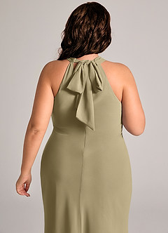 Azazie Doretta Bridesmaid Dresses Moss Green Mermaid Pleated Chiffon Dress image12