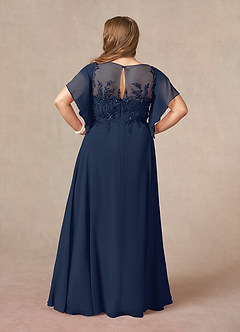 Azazie Faviola Mother of the Bride Dresses Dark Navy A-Line Boatneck sequins Chiffon Dress image8