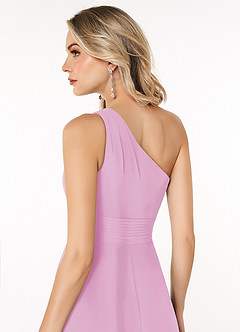 Azazie Dallas Abiti da Damigella Abito A-Line in Chiffon Monospalla Rosa Confetto image5