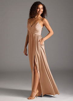 Azazie Alia Bridesmaid Dresses English Rose A-Line Pleated Stretch Satin Dress image6
