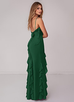 Azazie Malia Bridesmaid Dresses Dark Green Sheath Ruched Chiffon Dress image5
