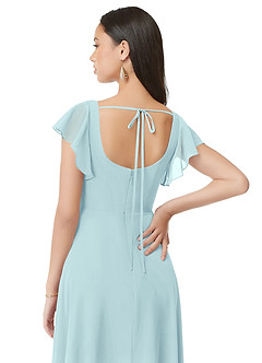 Azazie Bondi Bridesmaid Dresses Sea Glass A-Line Ruched Chiffon Dress image5