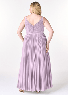 Azazie Raychelle Brautjungfernkleider A-Linie V-Hals Chiffon Kleid Frostiges Flieder image8