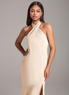 Azazie Lorena Final Sale White Alabaster Mermaid Pleated Chiffon Dress image2