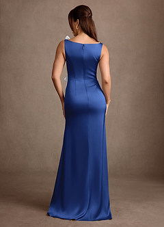 Azazie Lilian vestidos de madre de la novia Vestido Azul Real de Satén Elástico de Corte Sirena con Con pedrería image3
