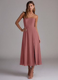 Azazie Wren Brautjungfernkleider A-Linie Schulterfrei Chiffon Kleid Amethyst image4