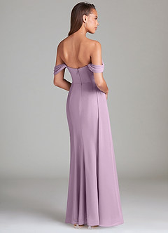 Azazie Amyra Bridesmaid Dresses Wisteria Sheath Off the Shoulder Chiffon Convertible Dress image4