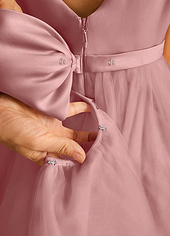 Azazie Pumpkin Flower Girl Dresses Dusty Rose A-Line Convertible Tulle Dress image5