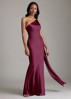 Azazie Galinda Brudtärnklänningar Klä av Sjöjungfru i Stretch Satin Ena axeln Mullbär image5