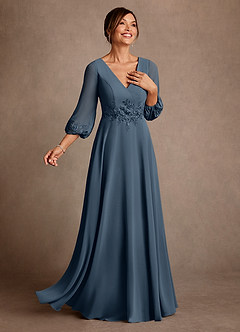 Azazie Yorba Mother of the Bride Dresses Neptune A-Line Lace Chiffon Dress image2