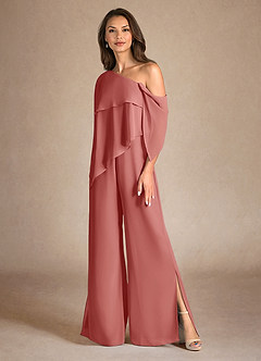 Azazie Halima Mother of the Bride Dresses Antique Rose Jumpsuit/Pantsuit Side Slit Chiffon Dress image6