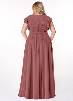 Azazie Daphne Modest Bridesmaid Dresses A-Line Ruffled Chiffon Floor-Length Dress image8