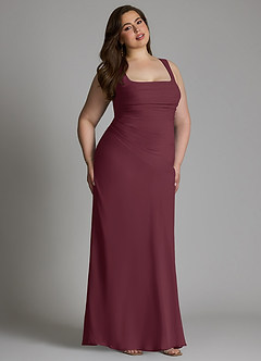 Azazie Agustina Bridesmaid Dresses Cabernet Mermaid Corset Chiffon Dress image14