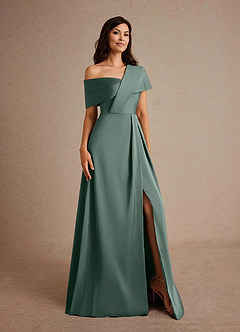 Azazie Milton Mère de la mariée Robes Robe Trapèze en Satin extensible Plissée Mousse De Mer image8