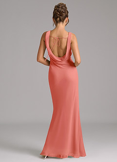 Azazie Rylina Bridesmaid Dresses Salmon Pink Mermaid Pleated Chiffon Dress image6