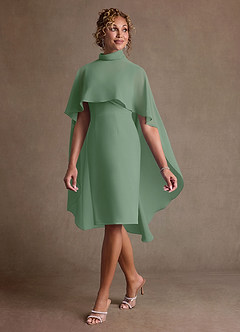 Azazie Irna Mother of the Bride Dresses Matcha Column Chiffon Dress image3