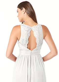Azazie Luz Bridesmaid Dresses White A-Line Lace Chiffon Dress image6