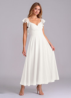 Azazie Leilani Morsiusneito Mekot A-linja Rypytetty Sifonki Nilkan pituus Pukeutua image3